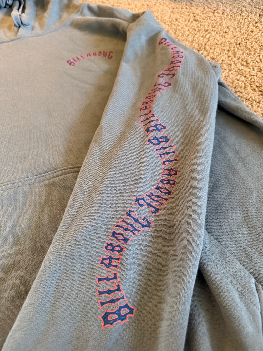 Billabong Sea Foam Pullover with Navy and Orange Logo